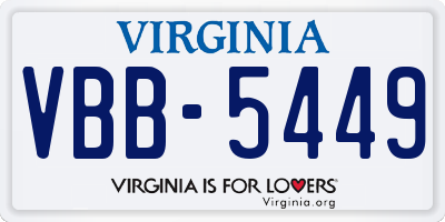 VA license plate VBB5449