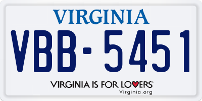 VA license plate VBB5451