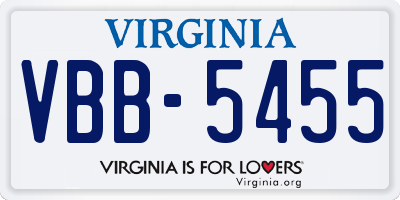 VA license plate VBB5455