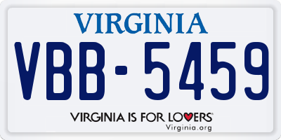 VA license plate VBB5459
