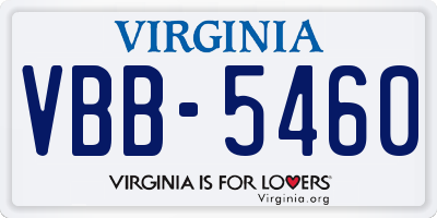 VA license plate VBB5460