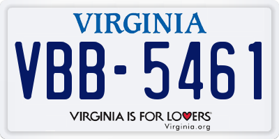 VA license plate VBB5461