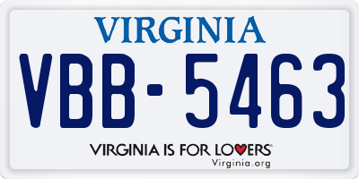 VA license plate VBB5463
