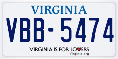 VA license plate VBB5474