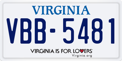VA license plate VBB5481