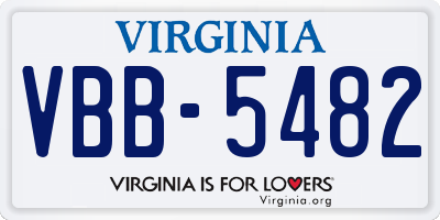 VA license plate VBB5482