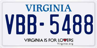 VA license plate VBB5488