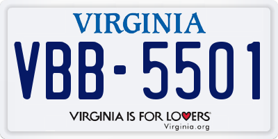 VA license plate VBB5501