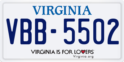 VA license plate VBB5502