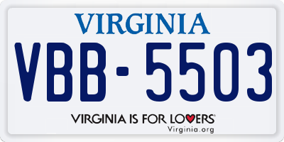 VA license plate VBB5503