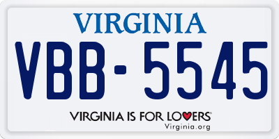 VA license plate VBB5545