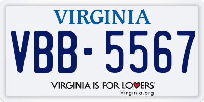 VA license plate VBB5567