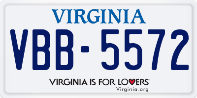 VA license plate VBB5572