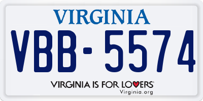 VA license plate VBB5574