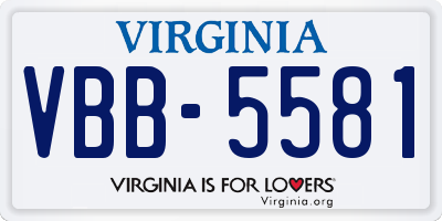 VA license plate VBB5581