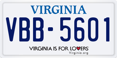 VA license plate VBB5601