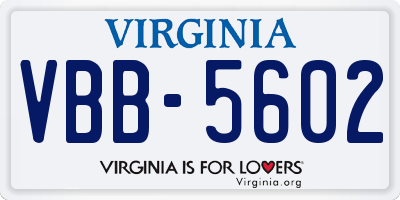 VA license plate VBB5602