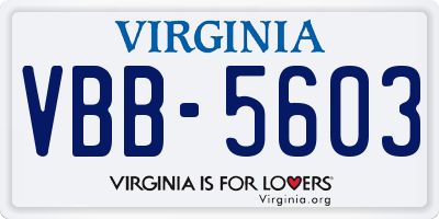 VA license plate VBB5603