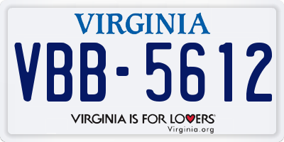 VA license plate VBB5612