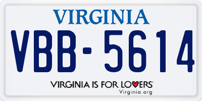 VA license plate VBB5614