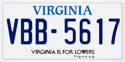 VA license plate VBB5617