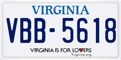 VA license plate VBB5618