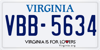VA license plate VBB5634