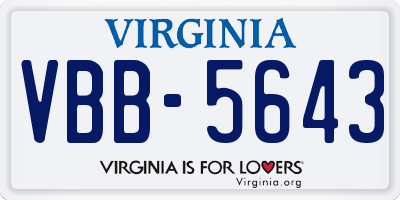VA license plate VBB5643