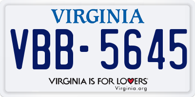 VA license plate VBB5645