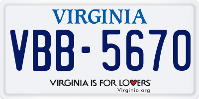 VA license plate VBB5670