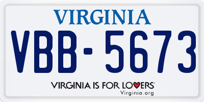 VA license plate VBB5673