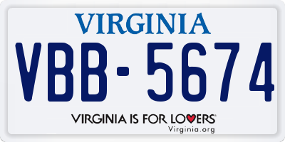 VA license plate VBB5674
