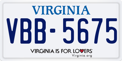 VA license plate VBB5675