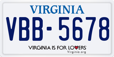 VA license plate VBB5678
