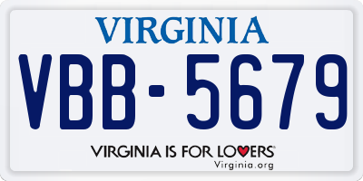 VA license plate VBB5679