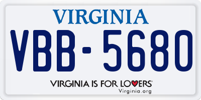 VA license plate VBB5680