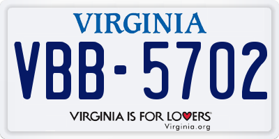 VA license plate VBB5702