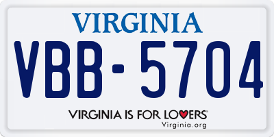 VA license plate VBB5704