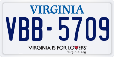 VA license plate VBB5709