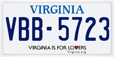 VA license plate VBB5723