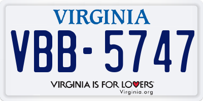 VA license plate VBB5747