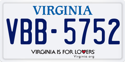 VA license plate VBB5752