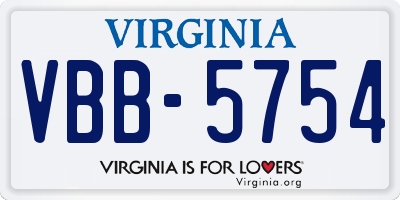VA license plate VBB5754