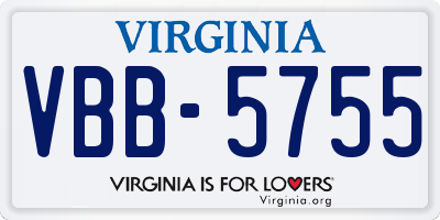 VA license plate VBB5755