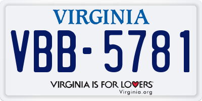 VA license plate VBB5781