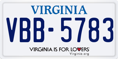 VA license plate VBB5783