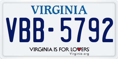 VA license plate VBB5792