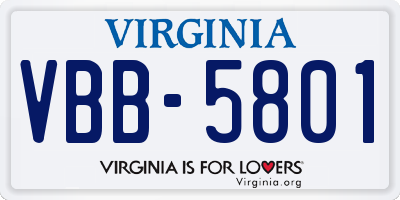 VA license plate VBB5801