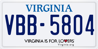 VA license plate VBB5804