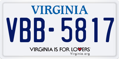 VA license plate VBB5817